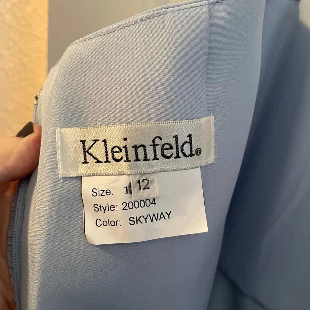 Long Chiffon Halter Skyway Blue Dress - Picture 5 of 6